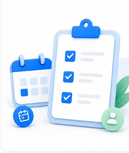 Calendario y checklist de asignación de tareas