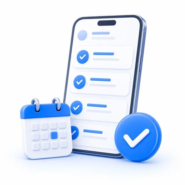 Móvil con tareas y calendario para el plan Pro